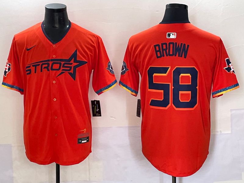 Men Houston Astros #58 Brown Orange Fourth generation Joint Name 2025 Nike MLB Jersey style 1->houston astros->MLB Jersey